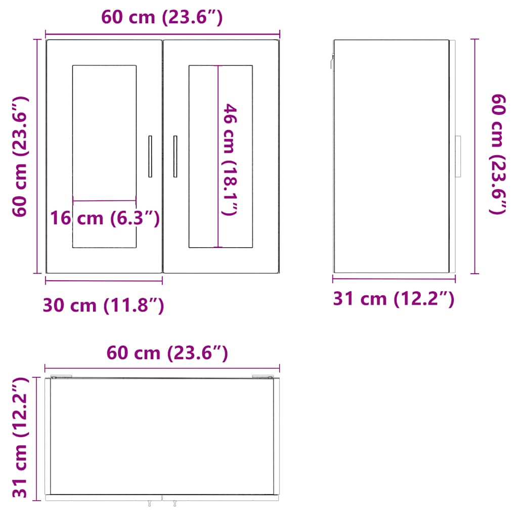 Armário de parede de cozinha com porta de vidro Porto branco - Image 11
