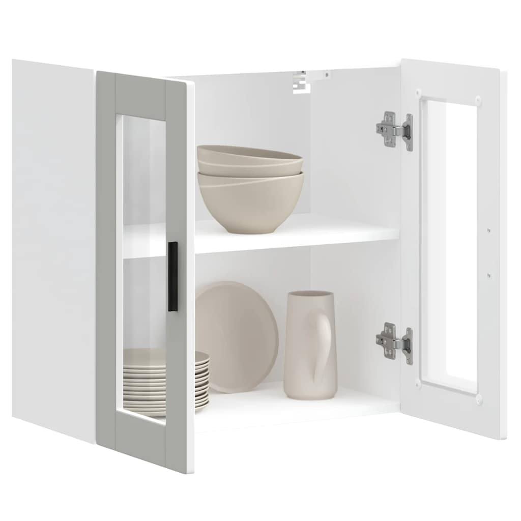 Armário de parede de cozinha com porta de vidro Porto branco - Image 4
