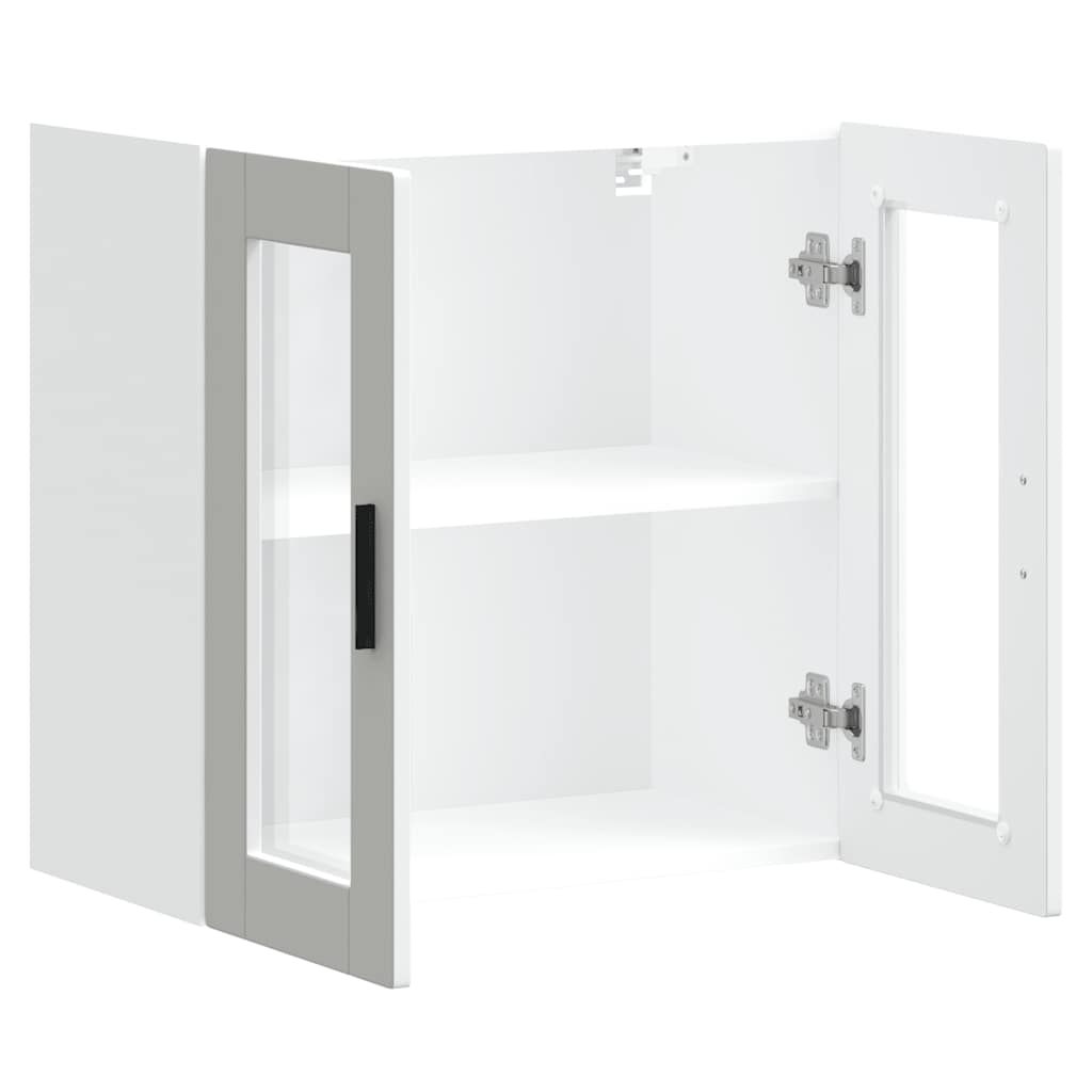 Armário de parede de cozinha com porta de vidro Porto branco - Image 5
