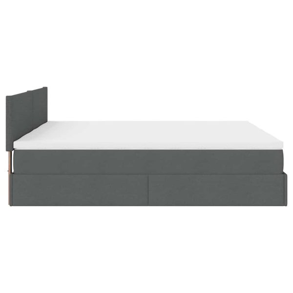 Estrutura de cama otomana com colchões tecido cinzento escuro - Image 7