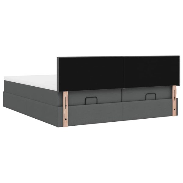 Estrutura de cama otomana com colchões tecido cinzento escuro - Image 8