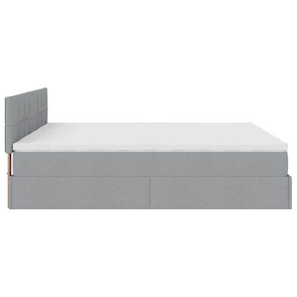 Estrutura de cama otomana com colchões tecido cinzento claro - Image 7