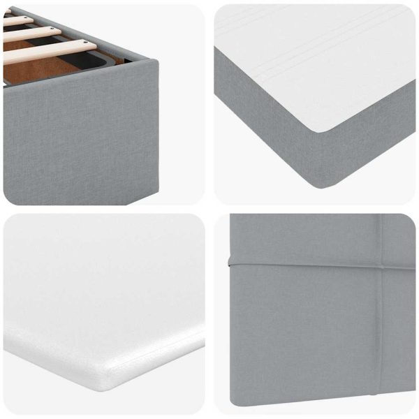 Estrutura de cama otomana com colchões tecido cinzento claro - Image 10