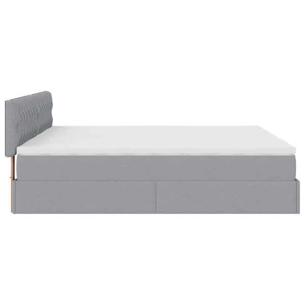 Estrutura de cama otomana com colchões tecido cinzento claro - Image 7