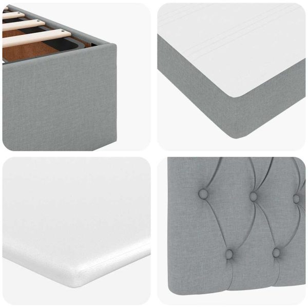 Estrutura de cama otomana com colchões tecido cinzento claro - Image 10