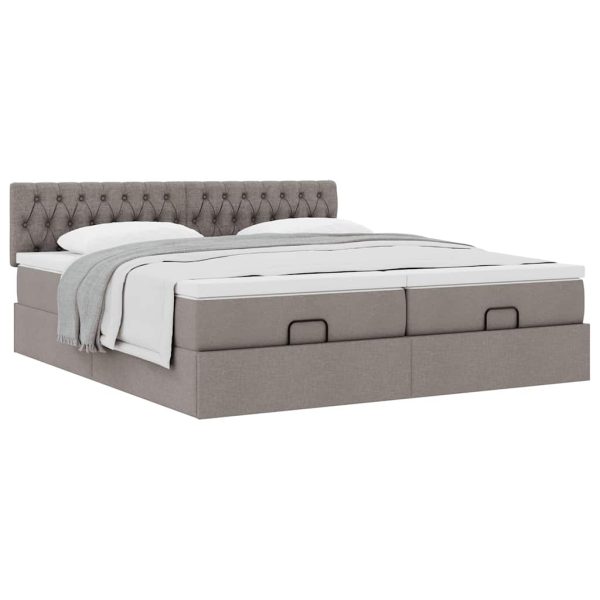 Estrutura cama otomana com colchões tecido cinzento 200x200cm - Image 3
