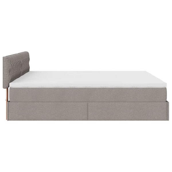 Estrutura cama otomana com colchões tecido cinzento 200x200cm - Image 7