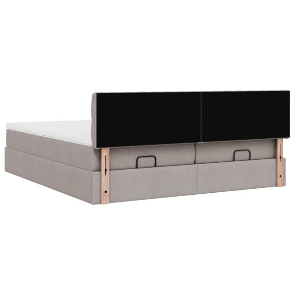 Estrutura cama otomana com colchões tecido cinzento 200x200cm - Image 8