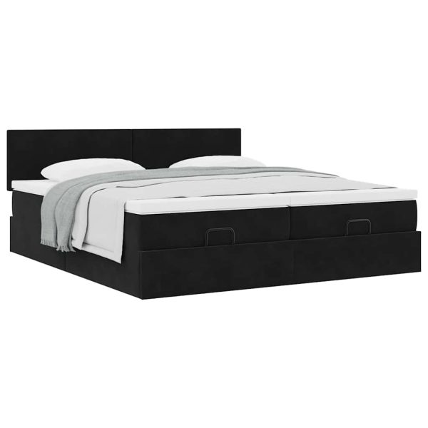 Estrutura de cama otomana com colchões 180x200cm veludo preto - Image 3