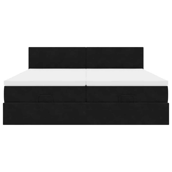 Estrutura de cama otomana com colchões 180x200cm veludo preto - Image 4
