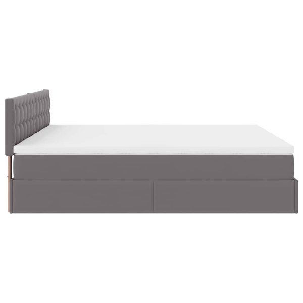 Estrutura de cama otomana com colchão cinza couro falso - Image 8