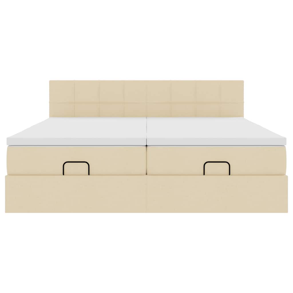Estrutura de cama otomana com colchões tecido creme 200x200cm - Image 5