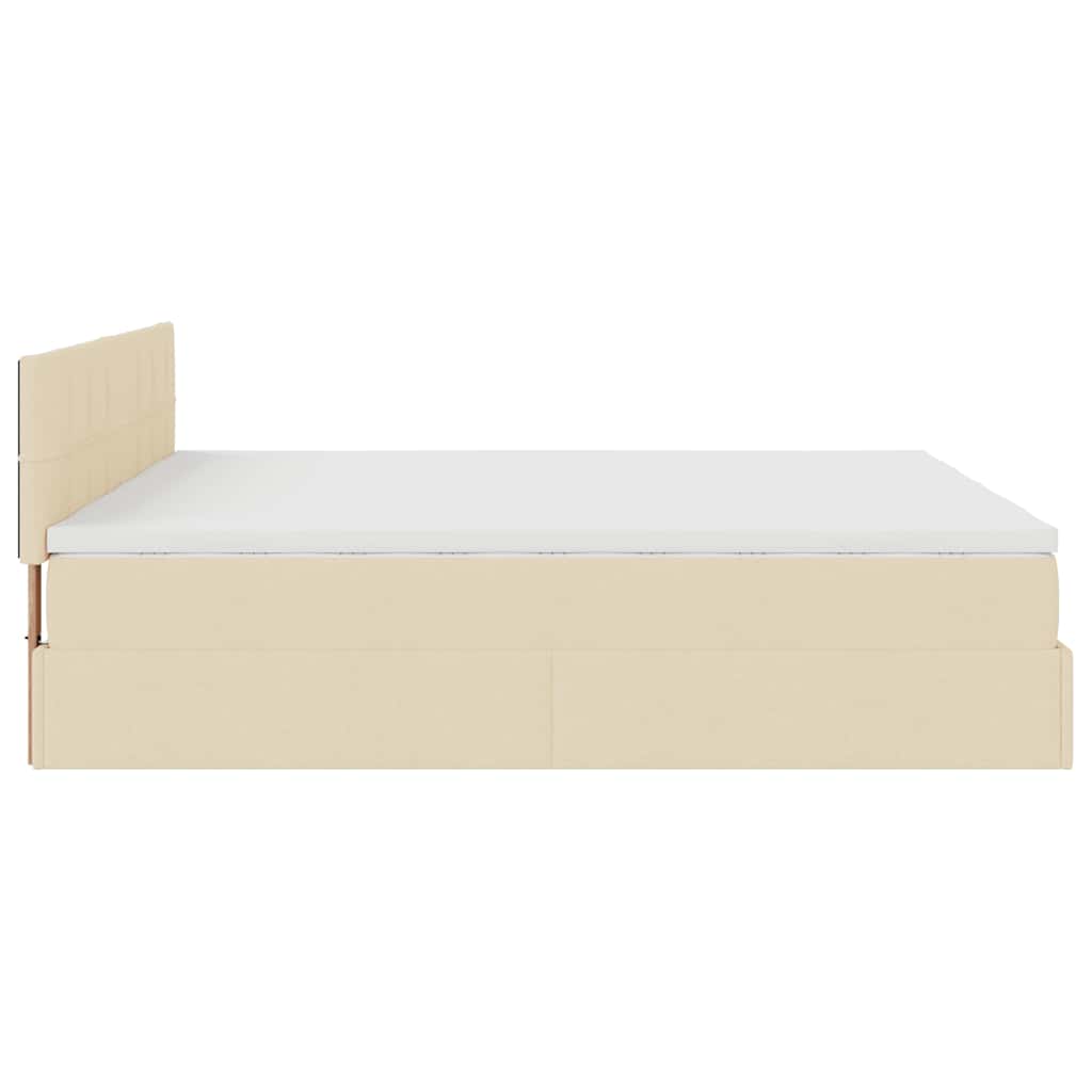 Estrutura de cama otomana com colchões tecido creme 200x200cm - Image 8