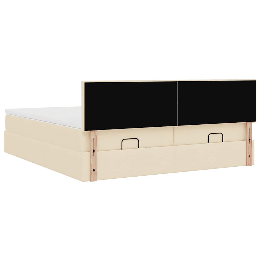 Estrutura de cama otomana com colchões tecido creme 200x200cm - Image 9