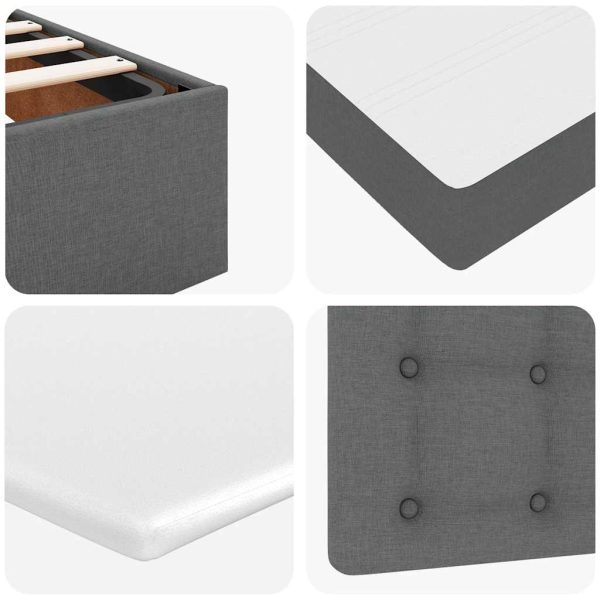Estrutura de cama otomana com colchões tecido cinzento escuro - Image 11