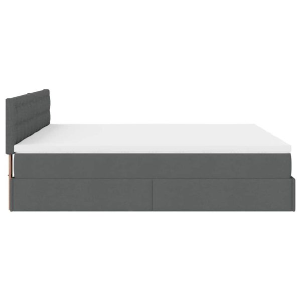 Estrutura de cama otomana com colchões tecido cinzento escuro - Image 8