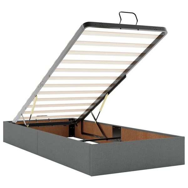 Estrutura de cama otomana com colchões tecido cinzento escuro - Image 10