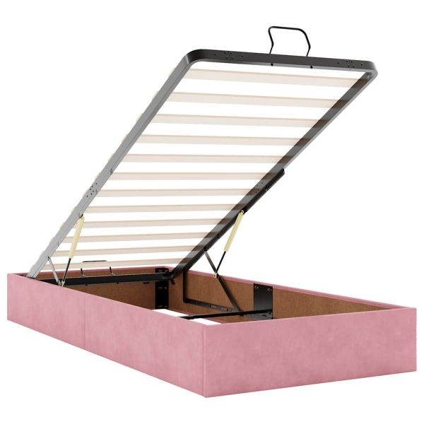 moldura de cama otomana vidaXL com colchão rosa 200x200cm Veludo - Image 10