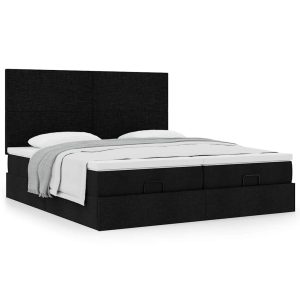 63 / 5,000vidaXL Estrutura de cama otomana com colchões tecido preto