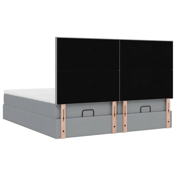 Estrutura de cama otomana com colchões tecido cinzento claro - Image 7