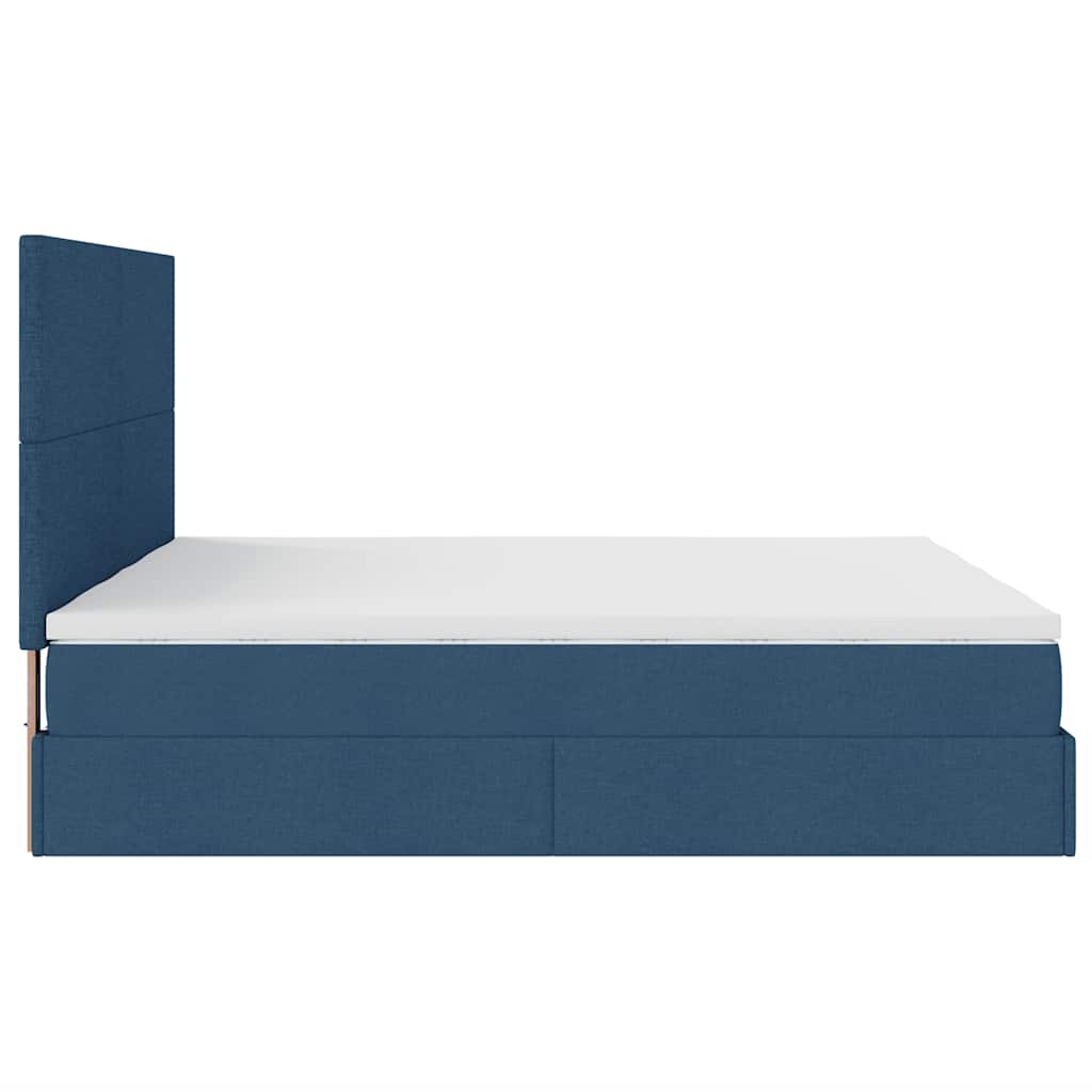 Estrutura de cama otomana com colchões 200x200cm tecido azul - Image 6