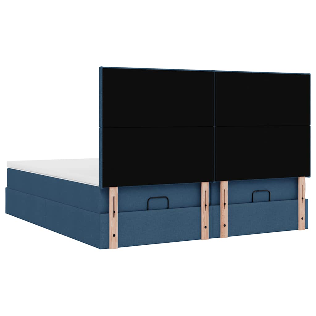 Estrutura de cama otomana com colchões 200x200cm tecido azul - Image 7