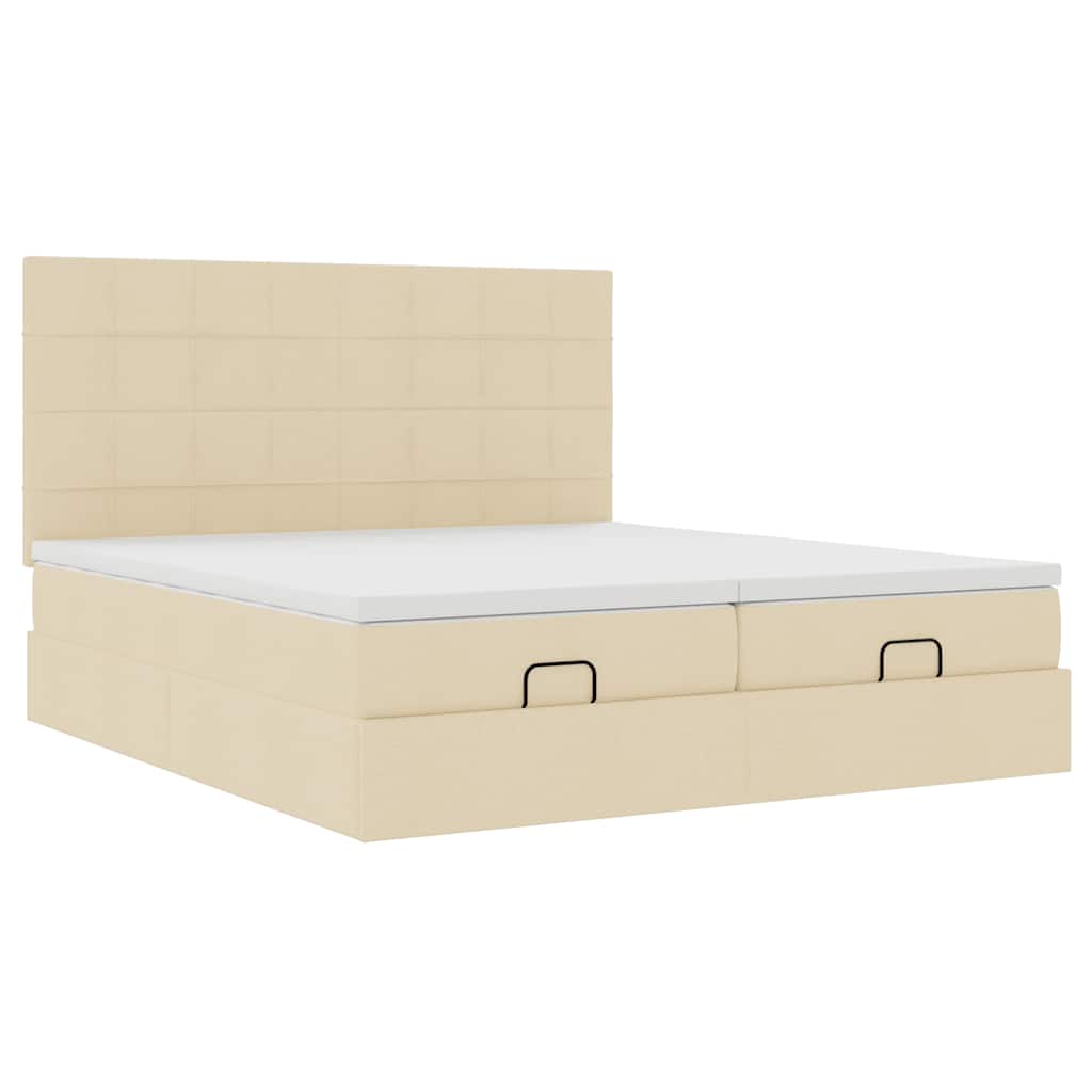 Estrutura de cama otomana com colchões tecido creme 180x200cm - Image 4