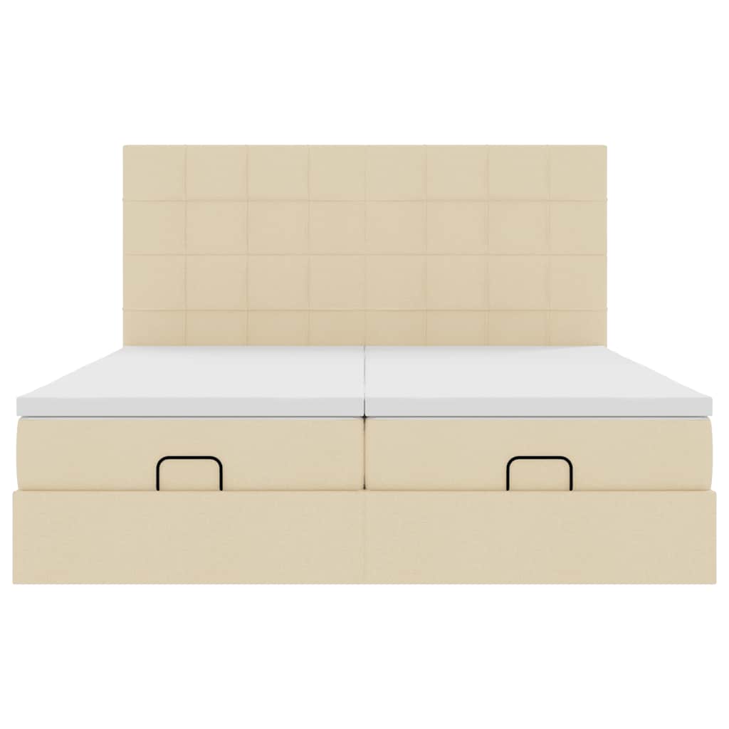 Estrutura de cama otomana com colchões tecido creme 180x200cm - Image 5