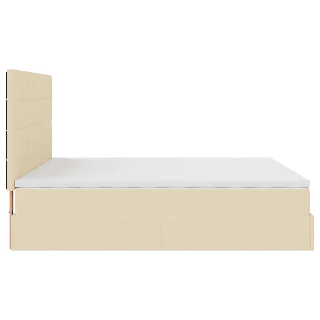 Estrutura de cama otomana com colchões tecido creme 180x200cm - Image 6