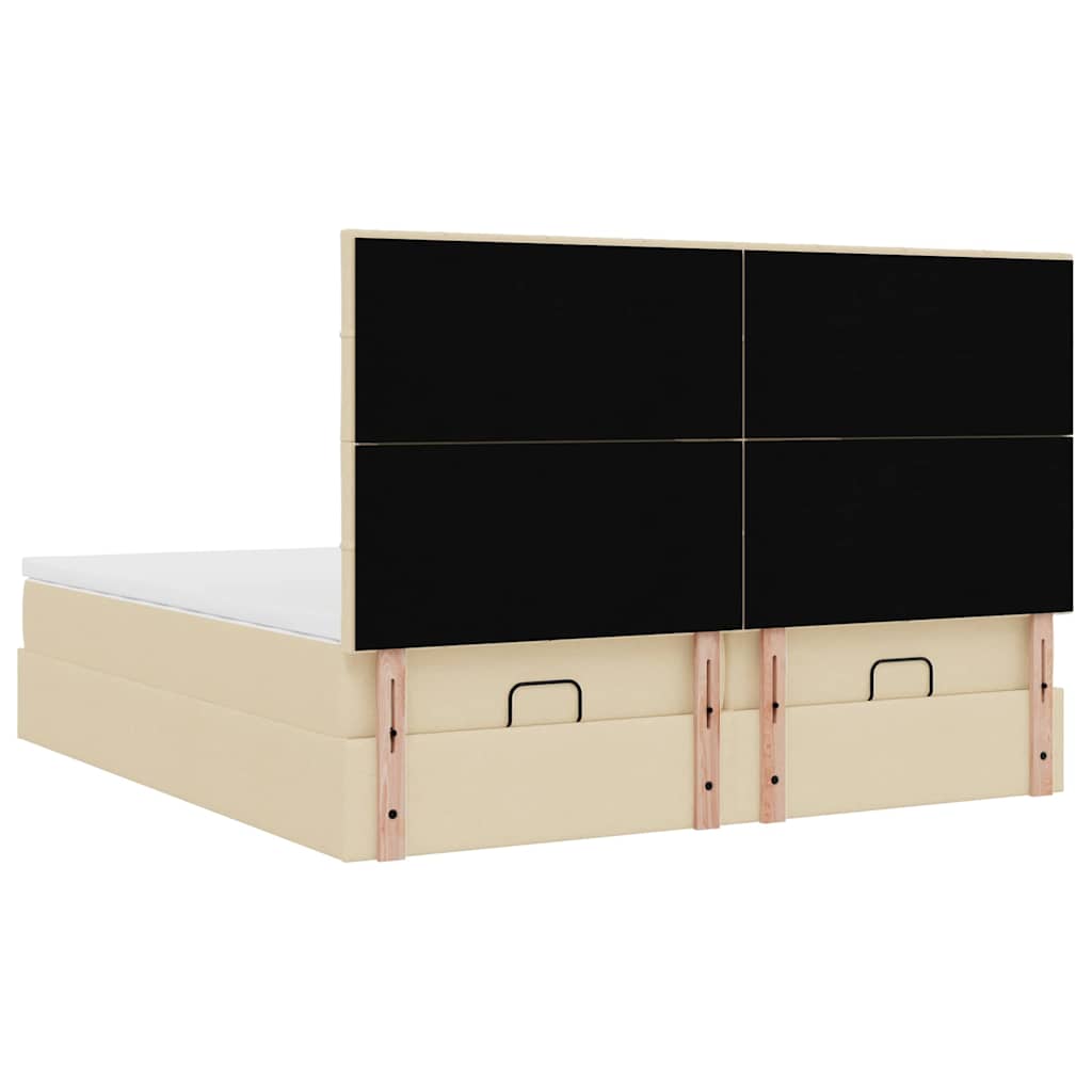 Estrutura de cama otomana com colchões tecido creme 180x200cm - Image 7