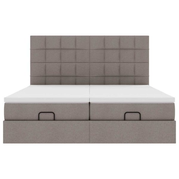 Estrutura cama otomana com colchões tecido cinzento 200x200cm - Image 5