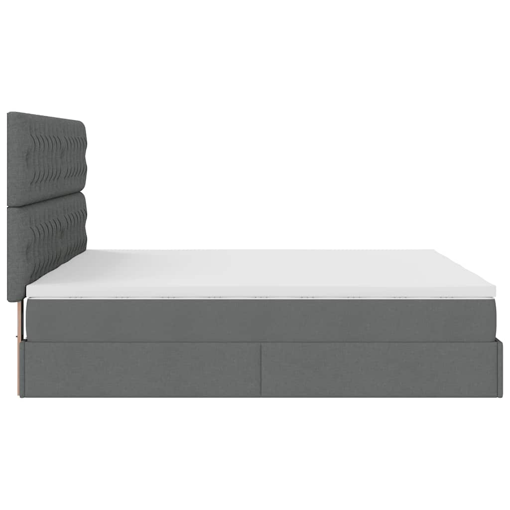 Estrutura de cama otomana com colchões tecido cinzento escuro - Image 6