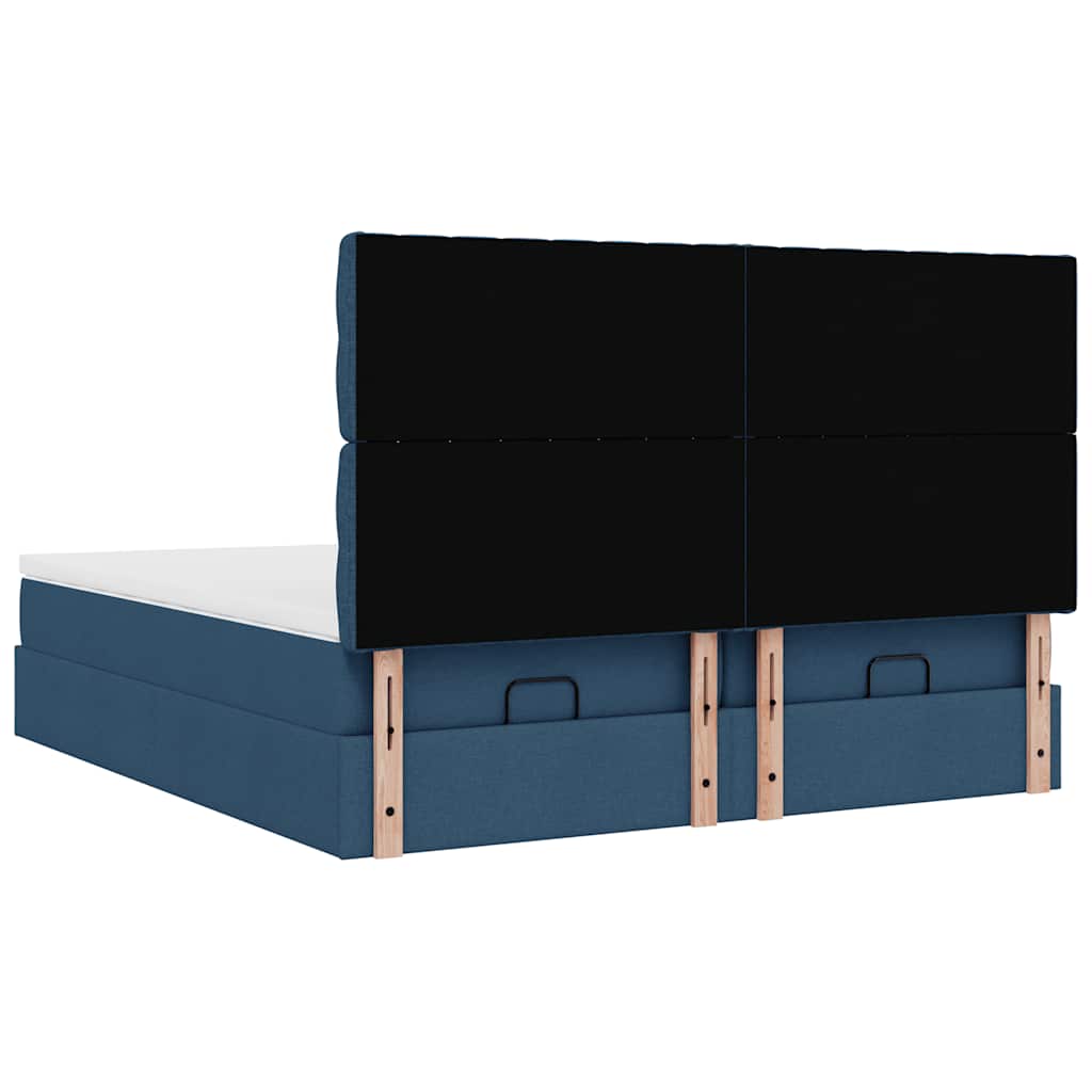 Estrutura de cama otomana com colchões 200x200cm tecido azul - Image 7