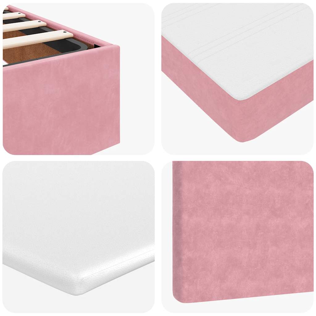 moldura de cama otomana vidaXL com colchão rosa 200x200cm Veludo - Image 11