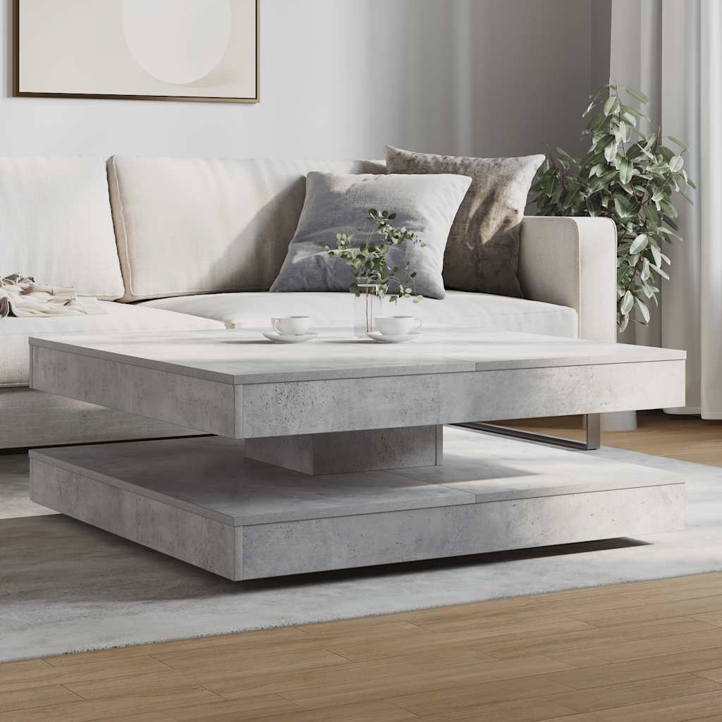 Mesa de centro rotativa a 360 graus 90x90x34,5 cm cinza cimento - Image 2