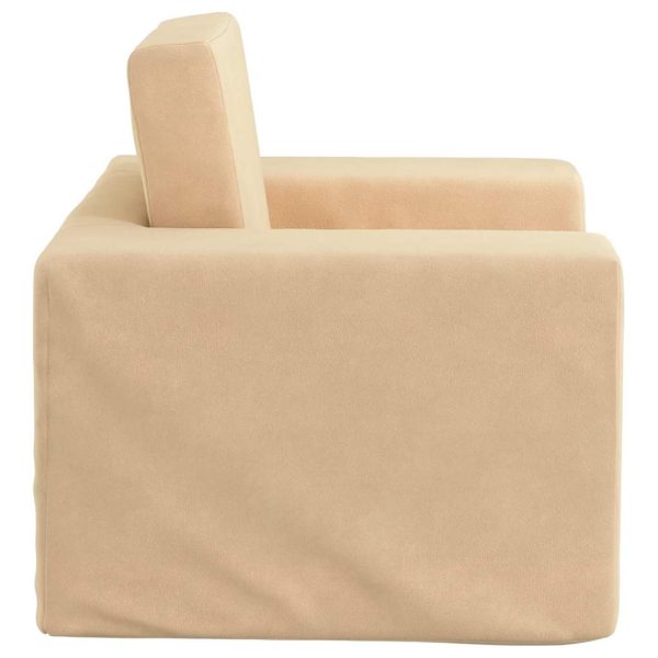 Sofá-cama infantil pelúcia macia cor creme - Image 5