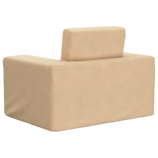 Sofá-cama infantil pelúcia macia cor creme - Image 6