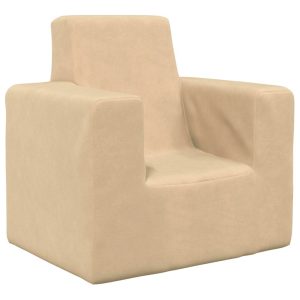 Sofá infantil pelúcia macia cor creme