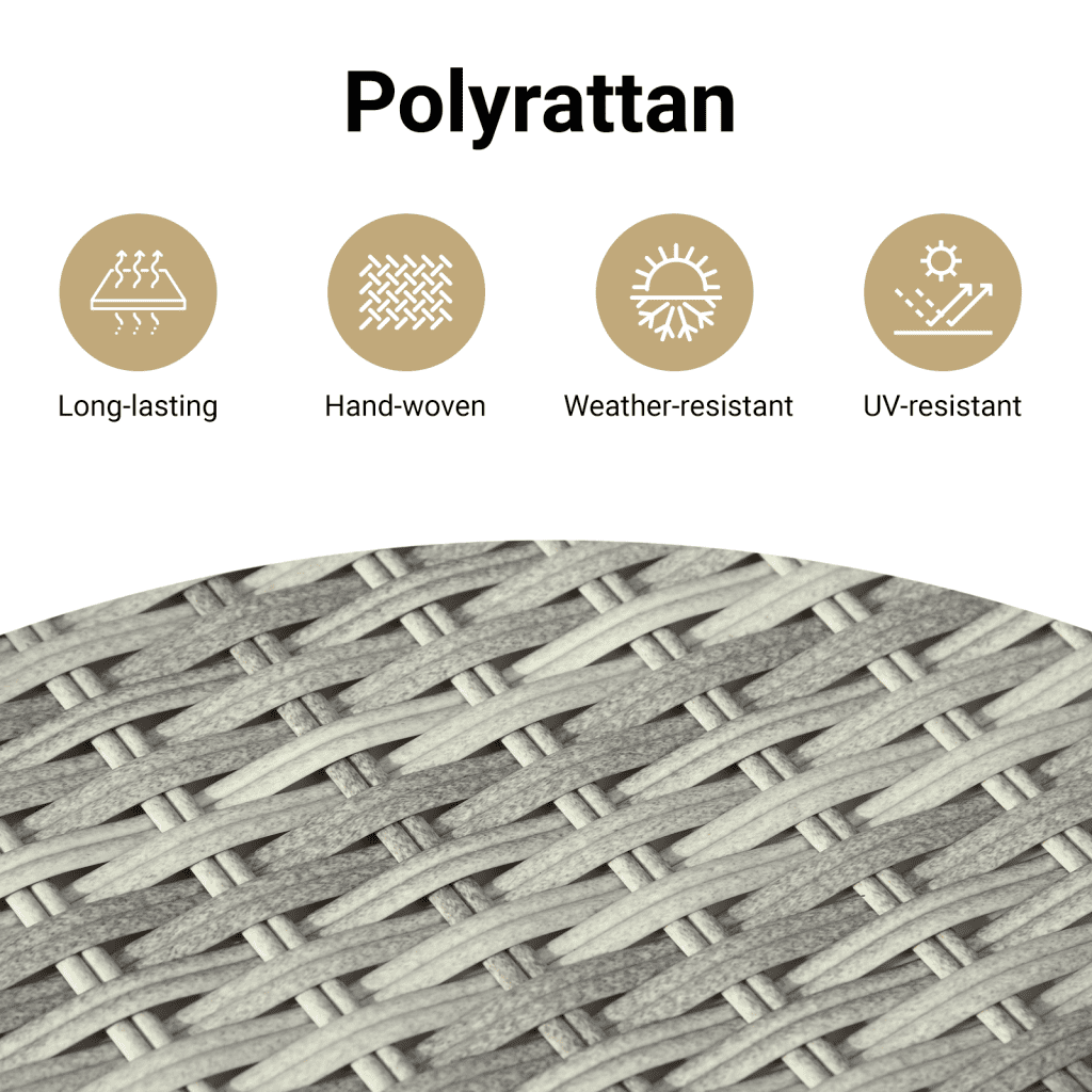 Bancos jardim c/ almofadões 4pcs 41x41x36cm vime PE cinza-claro - Image 11