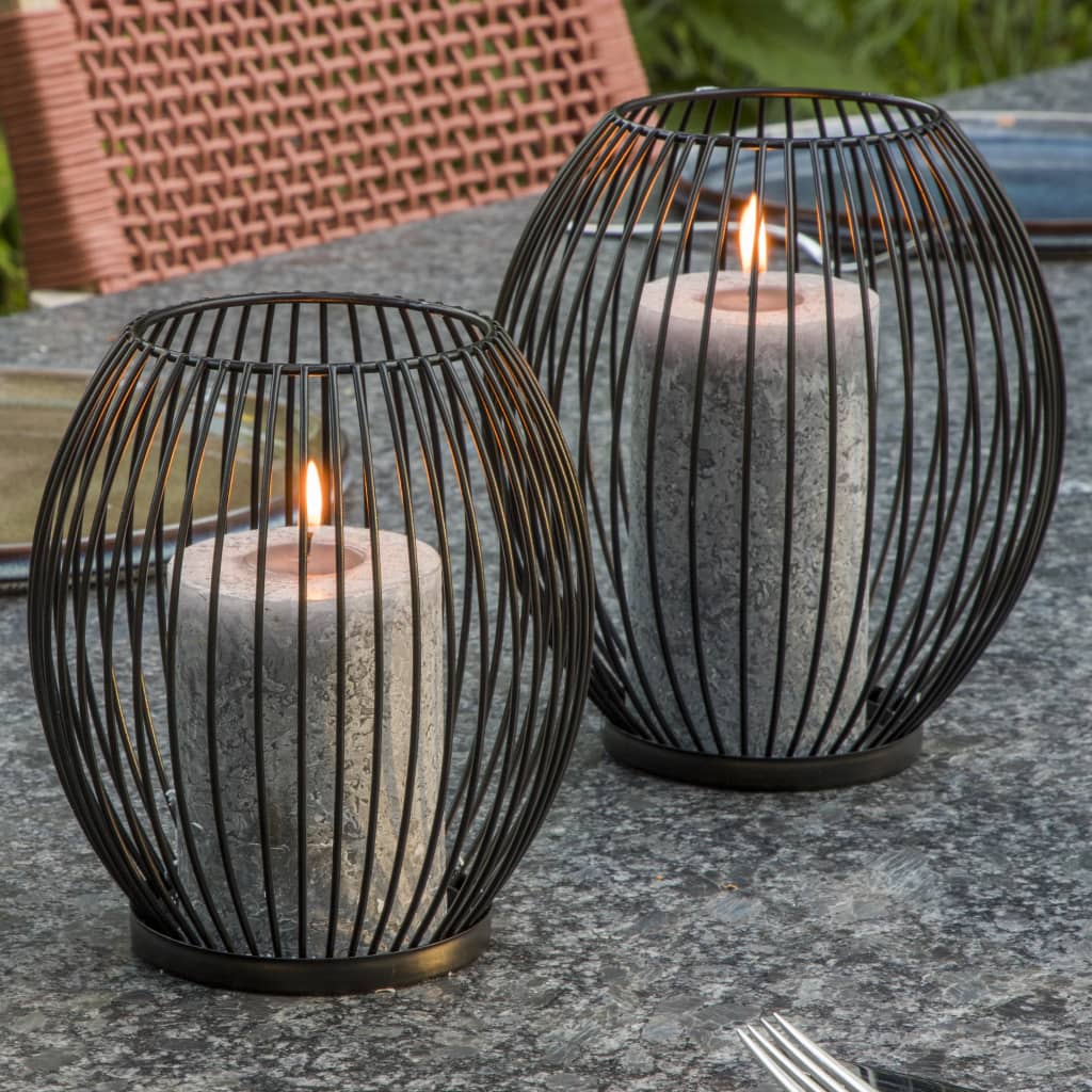 HI Conjunto de porta-velas 2 pcs preto - Image 2