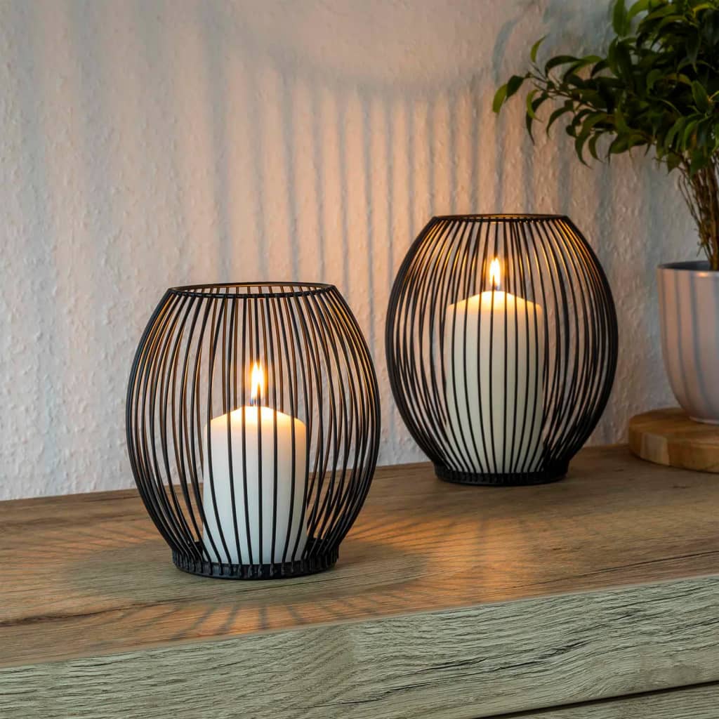 HI Conjunto de porta-velas 2 pcs preto - Image 4