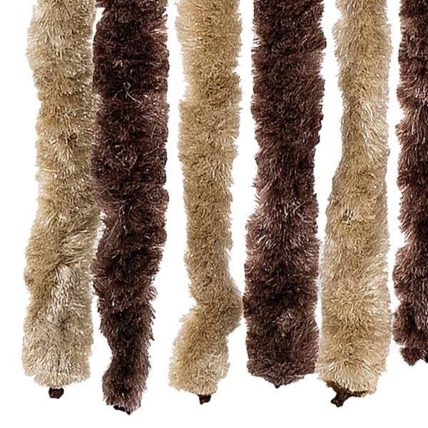 Cortina anti-insetos 100x220 cm chenille bege e castanho claro - Image 4