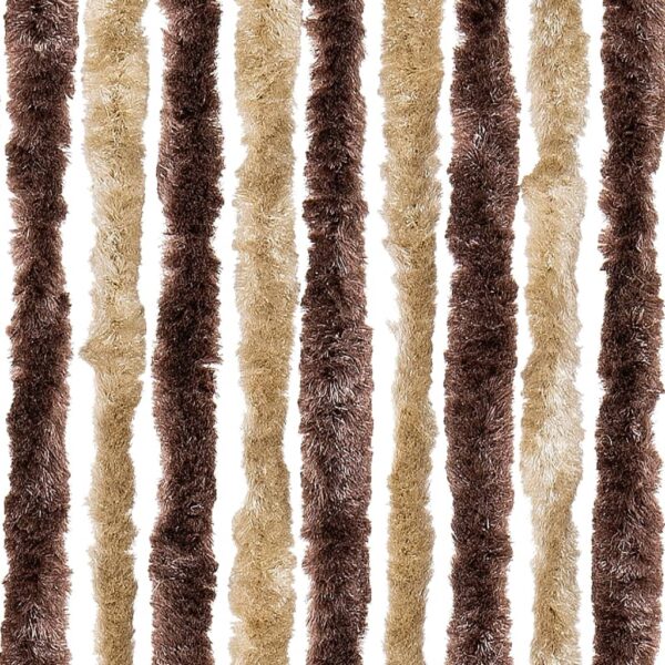 Cortina anti-insetos 100x220 cm chenille bege e castanho claro - Image 5