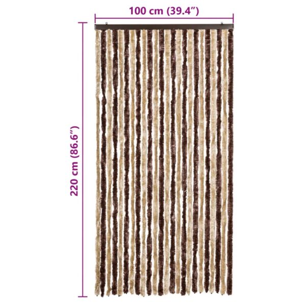 Cortina anti-insetos 100x220 cm chenille bege e castanho claro - Image 6