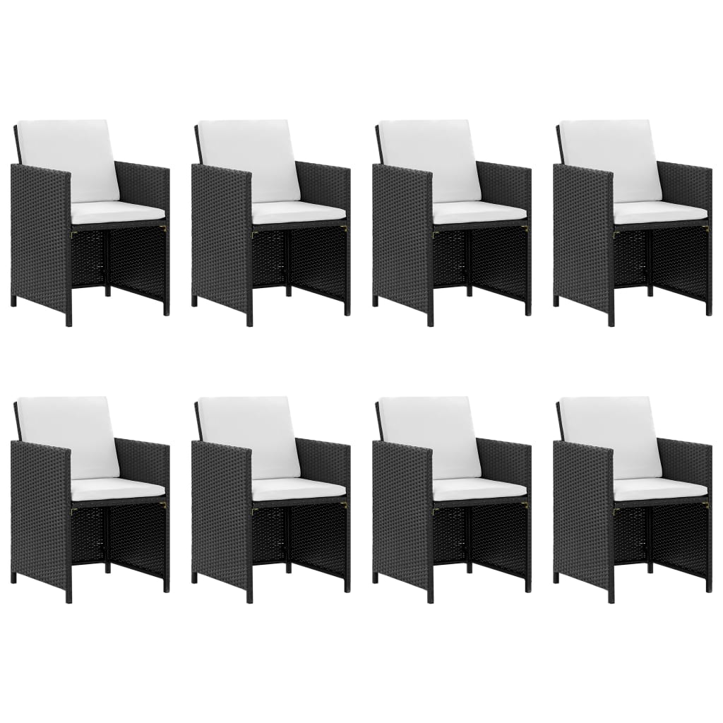 13 pcs conjunto jantar exterior com almofadões vime PE preto - Image 2