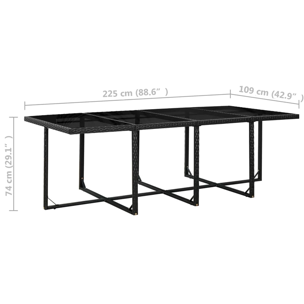 13 pcs conjunto jantar exterior com almofadões vime PE preto - Image 11