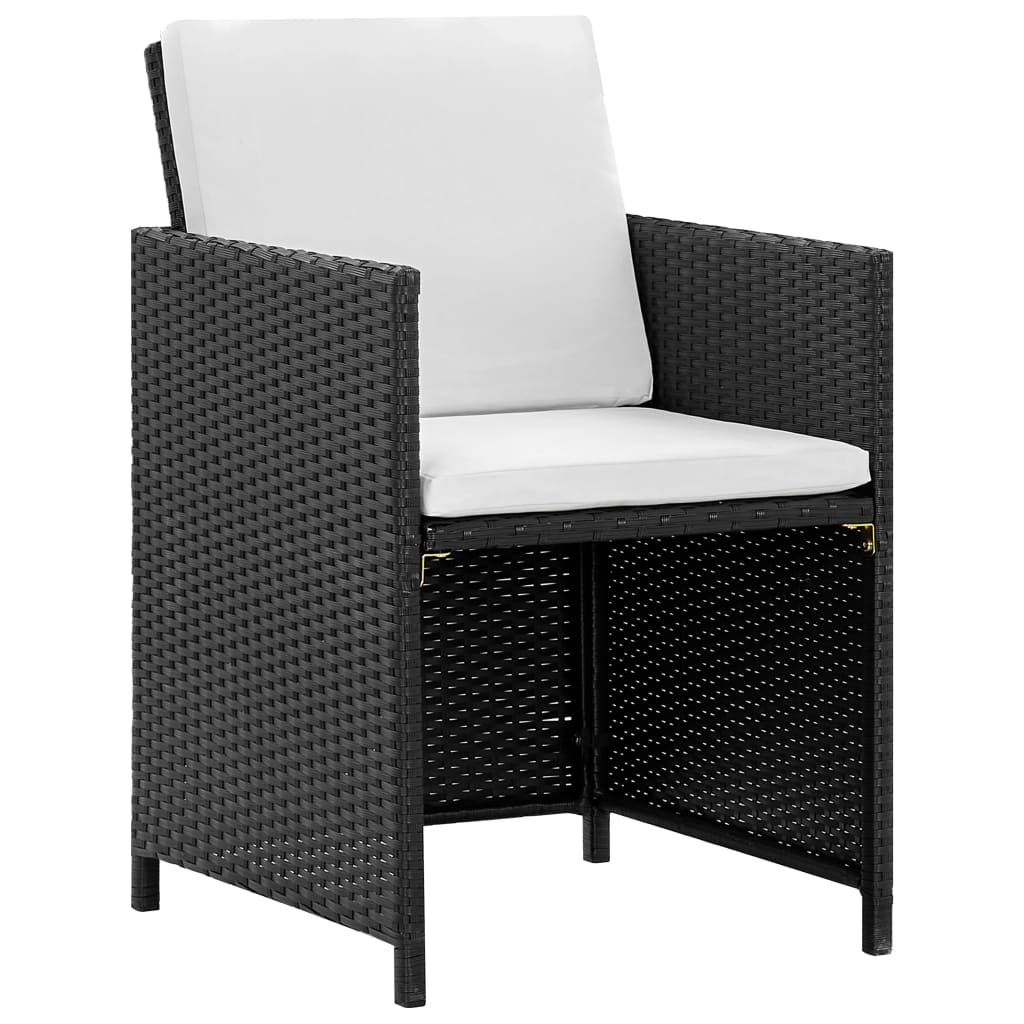 13 pcs conjunto jantar exterior com almofadões vime PE preto - Image 3