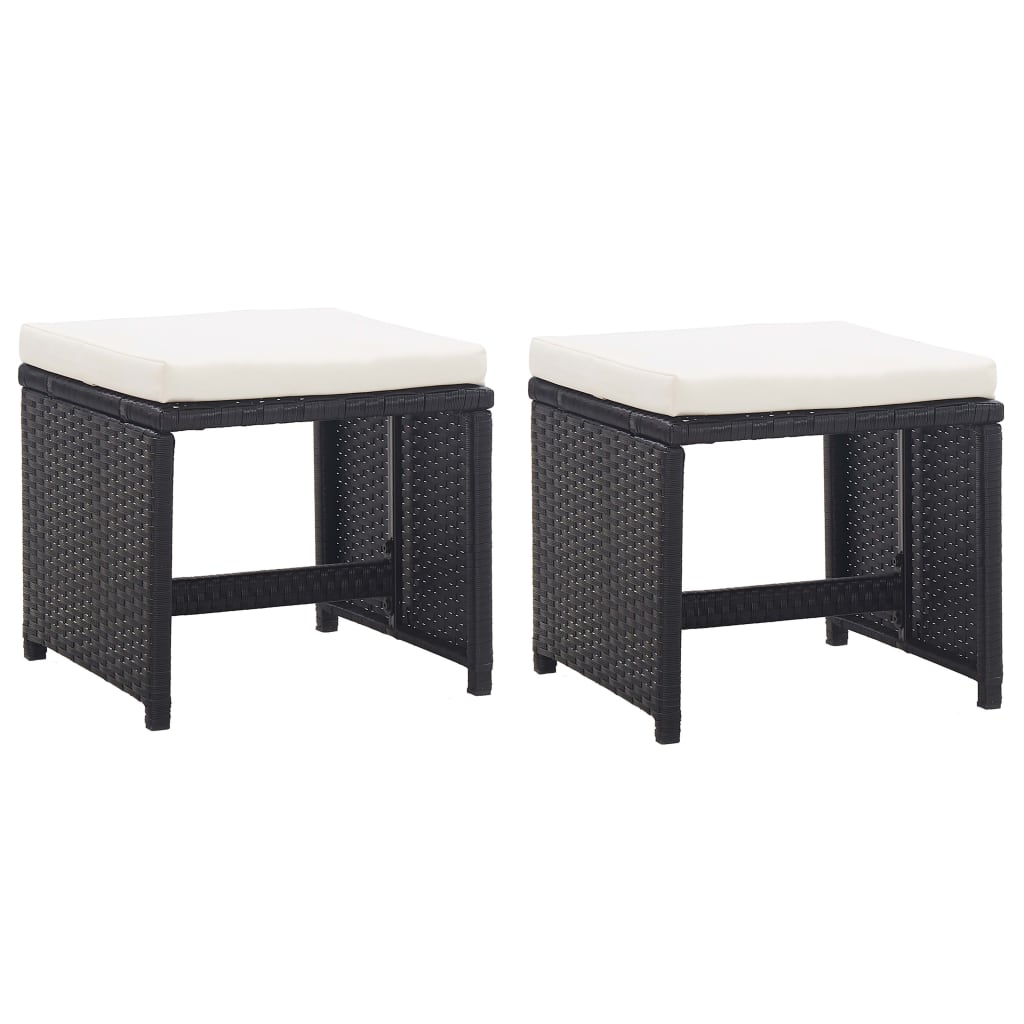 13 pcs conjunto jantar exterior com almofadões vime PE preto - Image 5