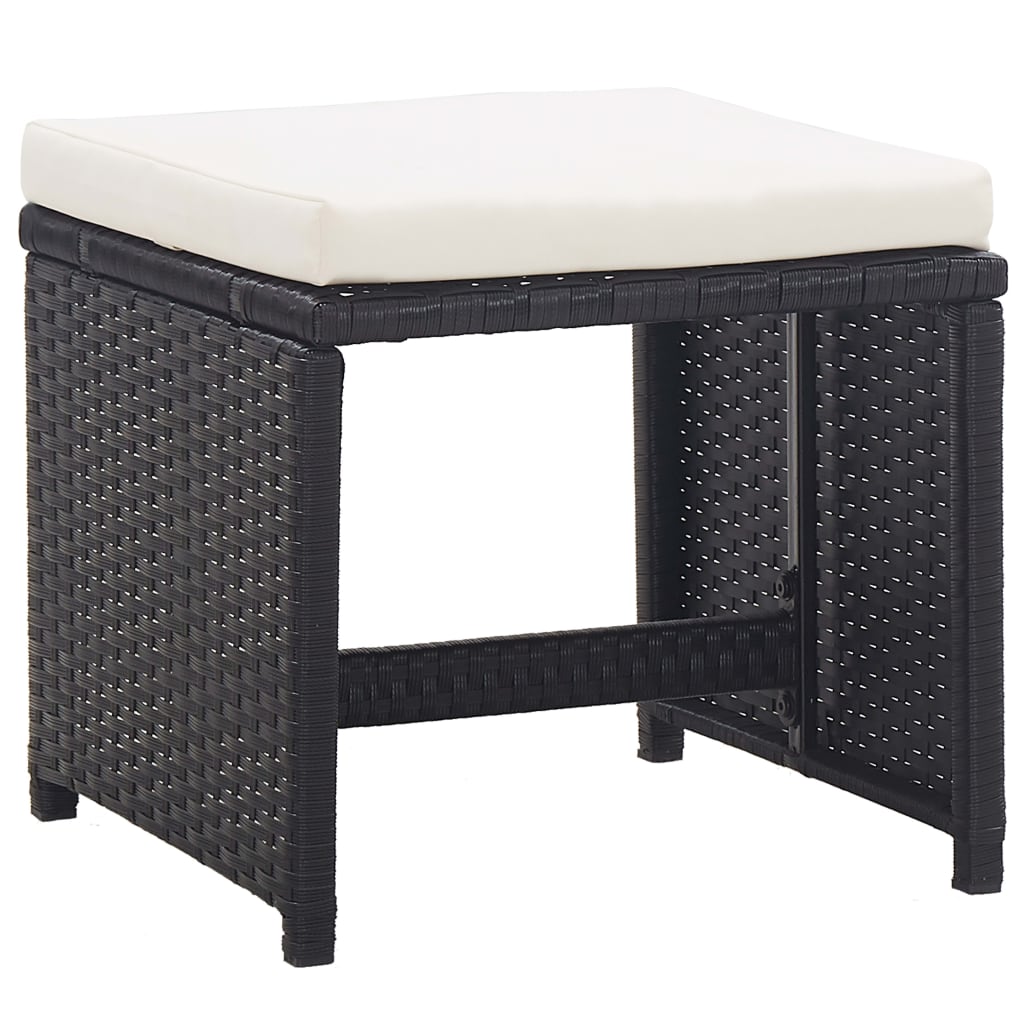 13 pcs conjunto jantar exterior com almofadões vime PE preto - Image 6