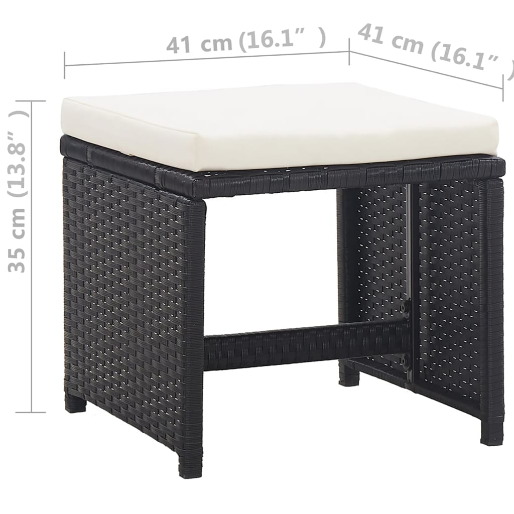 13 pcs conjunto jantar exterior com almofadões vime PE preto - Image 10
